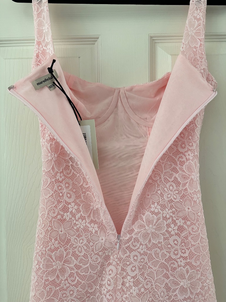 Mars The Label Front Tie Lace Mini Dress Pink Women’s Size Large Us 12 — image 8 of 8